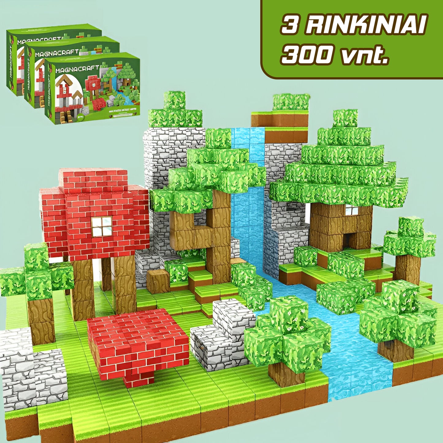 MiniCraft™ Magnetiniai statybiniai kubeliai - mokymasis ir kūrybiškas žaidimas