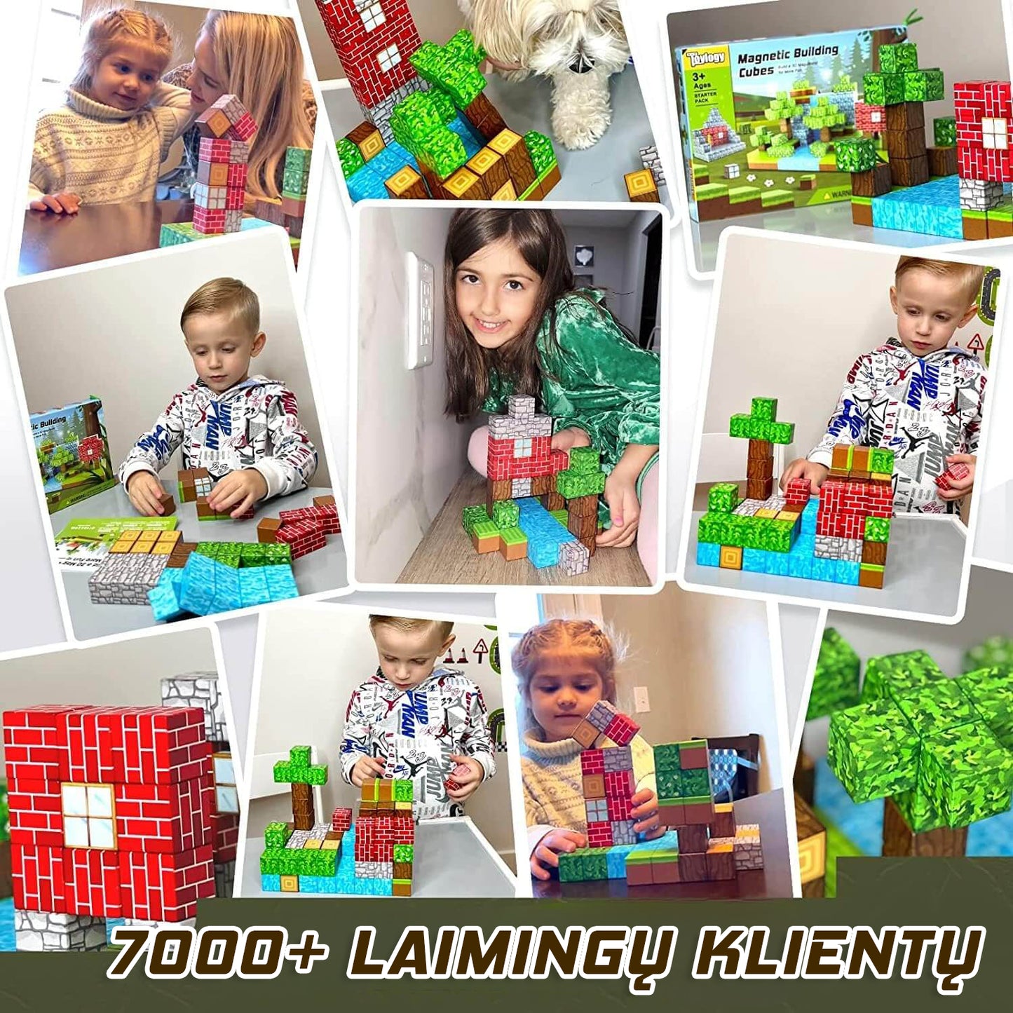 MiniCraft™ Magnetiniai statybiniai kubeliai - mokymasis ir kūrybiškas žaidimas