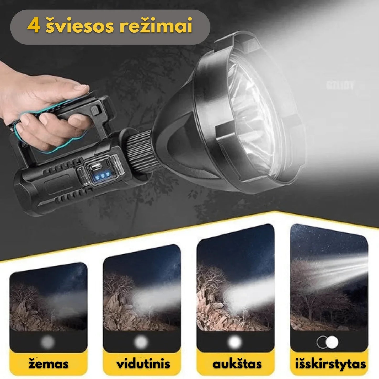 "Big Light" itin ryškiai šviečiantis pakraunamas LED prožektorius